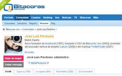 Perfil en Bitacoras.com