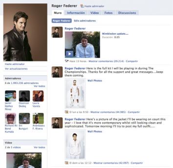 El Facebook oficial de Roger Federer