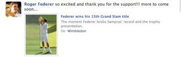 Vista del Facebook de Roger Federer