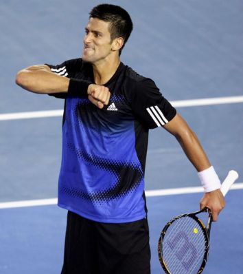 Djokovic celebrando su título de 2008