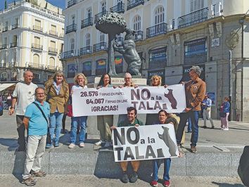Los activistas vecinales exhibieron sus pancartas en la Puerta del Sol